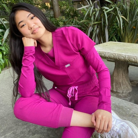 Figs Tops - Figs Dark Magenta Catarina One Pocket Scrub Top